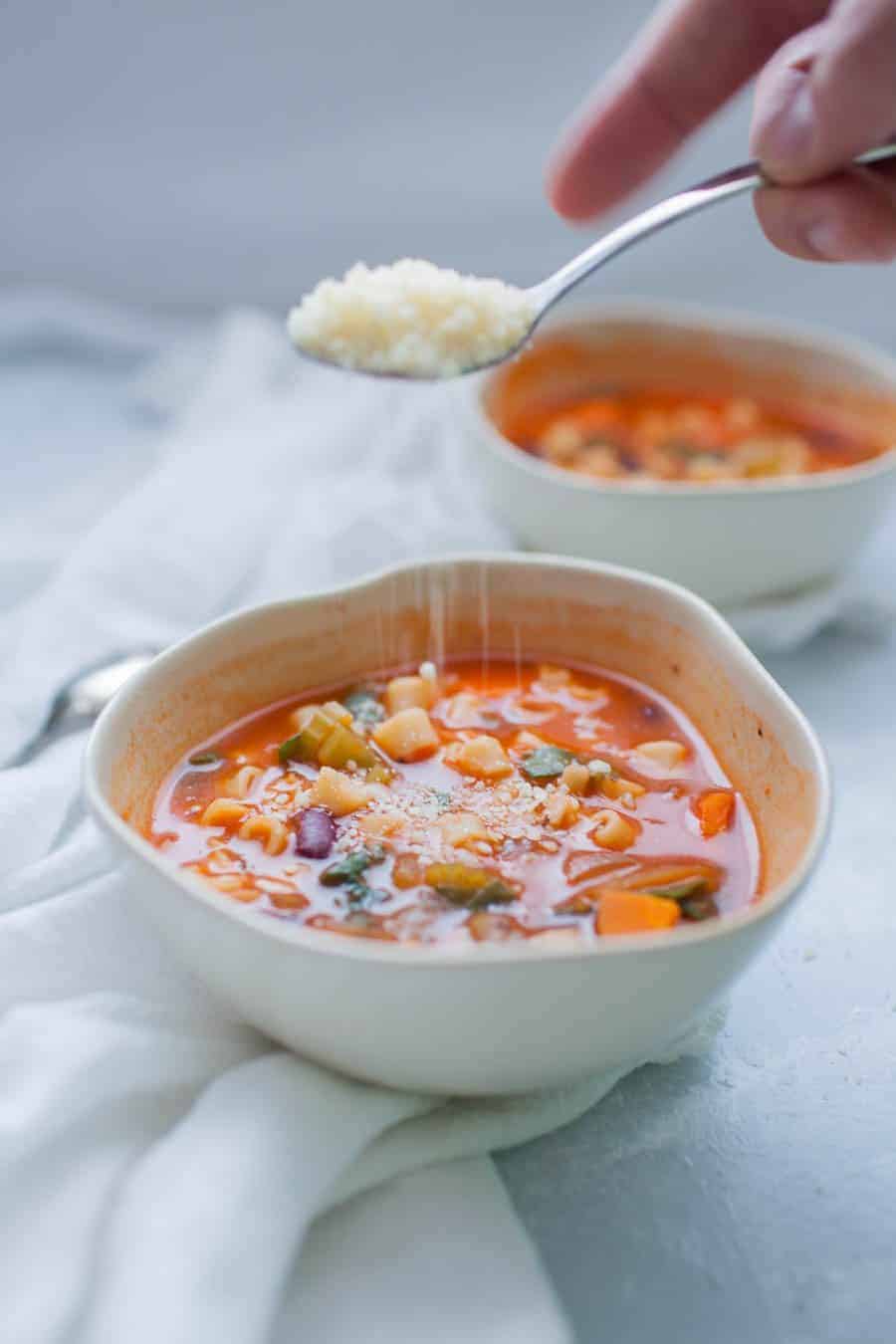 Fall is just around the corner which means it's soup season! You won't need to slave over this one all day though, this quick minestrone soup is packed with veggies and flavor and can be made quickly. This classic soup is hearty and satisfying.