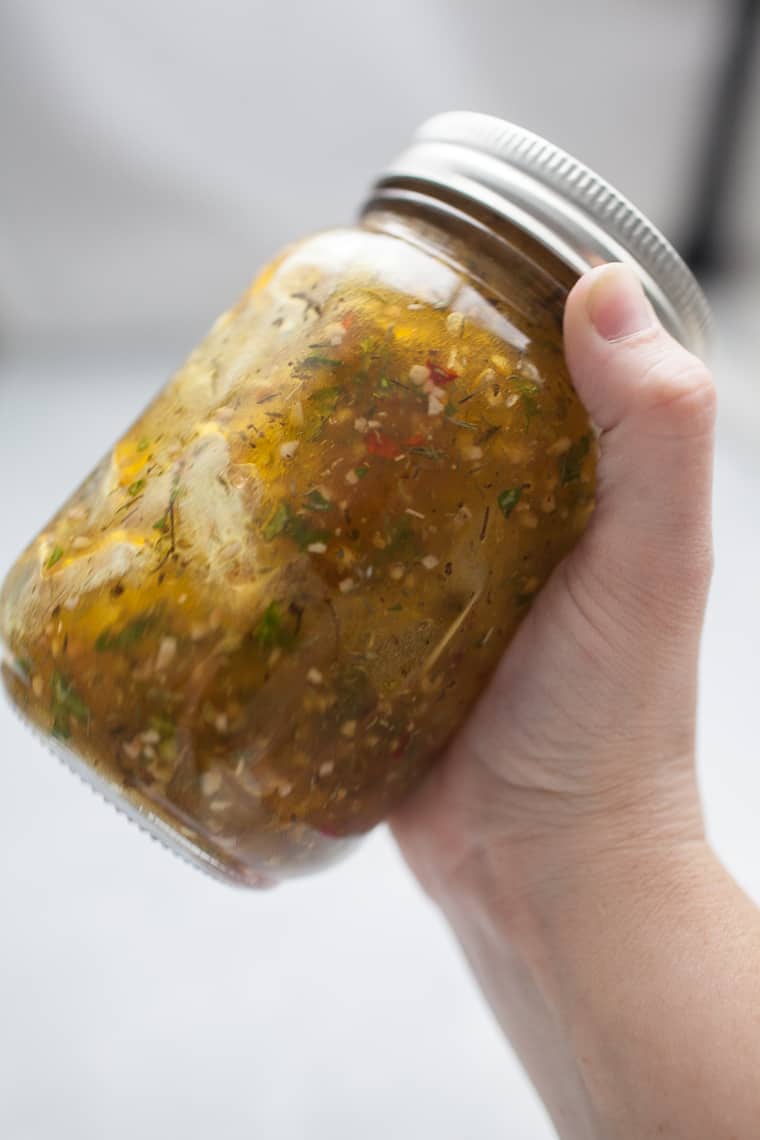 pork chop marinade in a jar