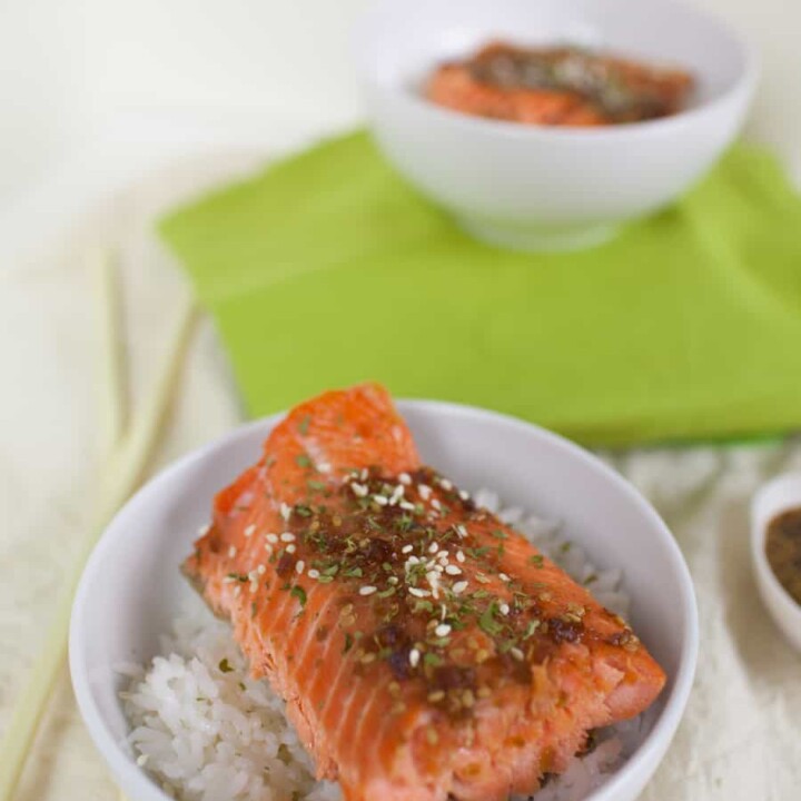 If you're looking for an easy, flavorful dinner idea, this teriyaki glazed salmon is perfect! Served over a bed of white rice, it's a complete meal with huge flavor.