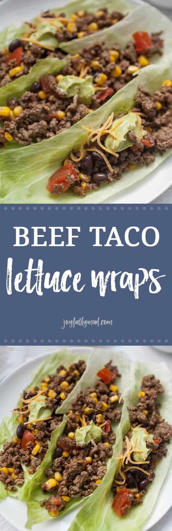 Beef taco lettuce wraps plated tastefully.