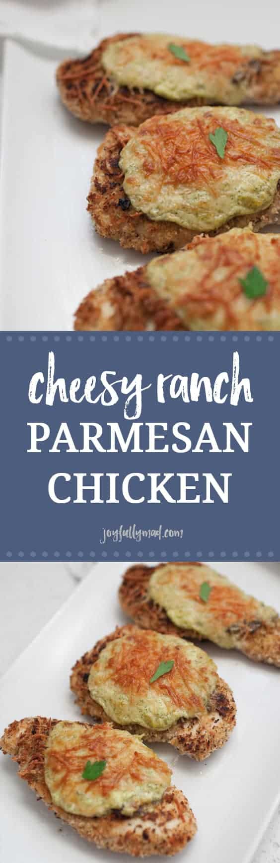 Cheesy ranch parmesan chicken on a plate.