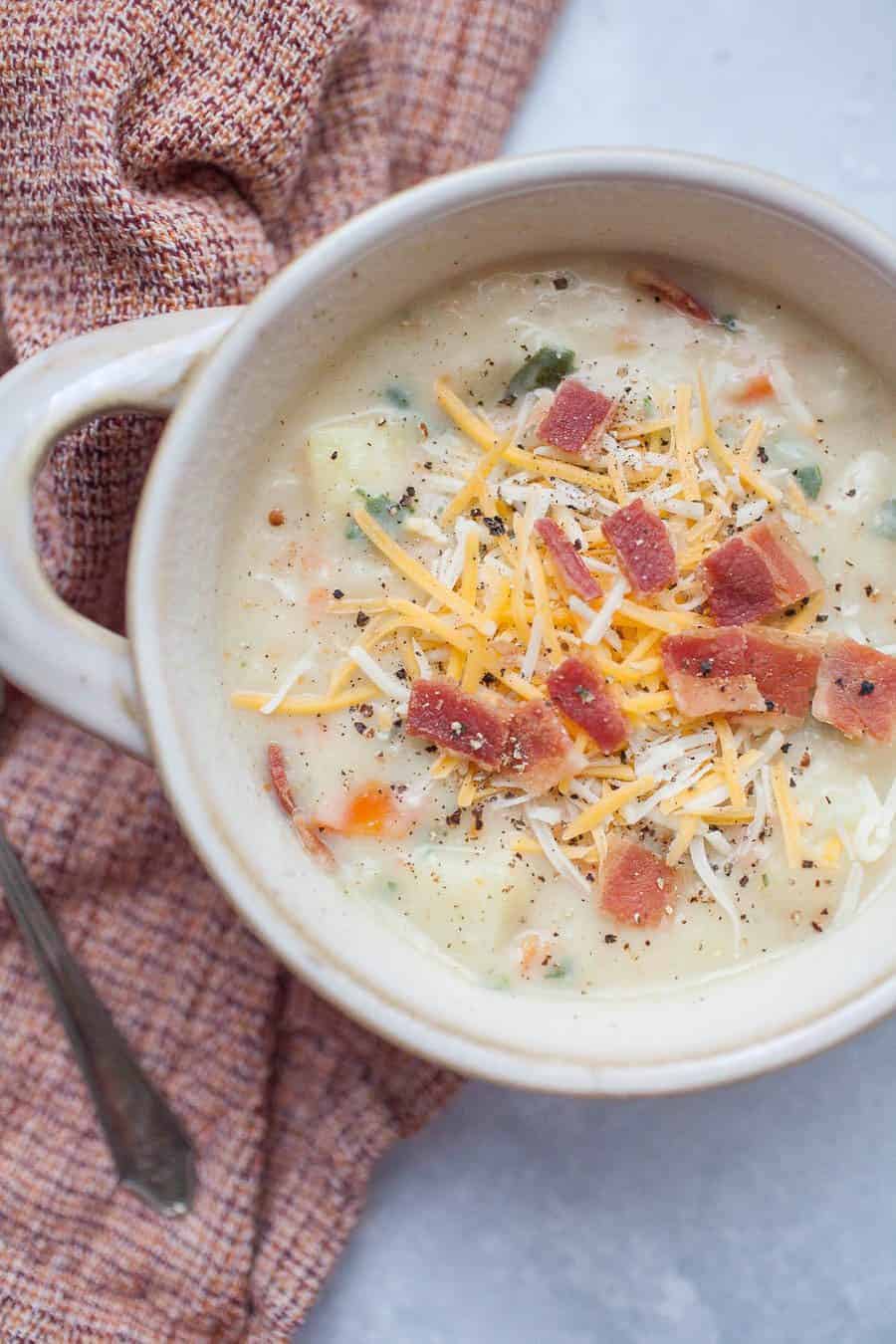 Quick Loaded Potato Soup - Seasons and Suppers