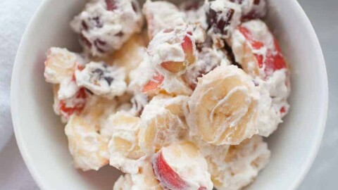 fruit salad dressing whipped cream Fresh Fruit Salad with Whipped Cream and Pimm's