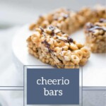 Cheerio bars arranged on a white plate, showcasing the delectable treat.