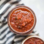 Five Minute Blender Salsa is the easiest way to enjoy fresh, delicious restaurant style salsa at home! One batch makes enough for a crowd and can be made in minutes with a blender or food processor. See how easy (and delicious) this restaurant style salsa is!