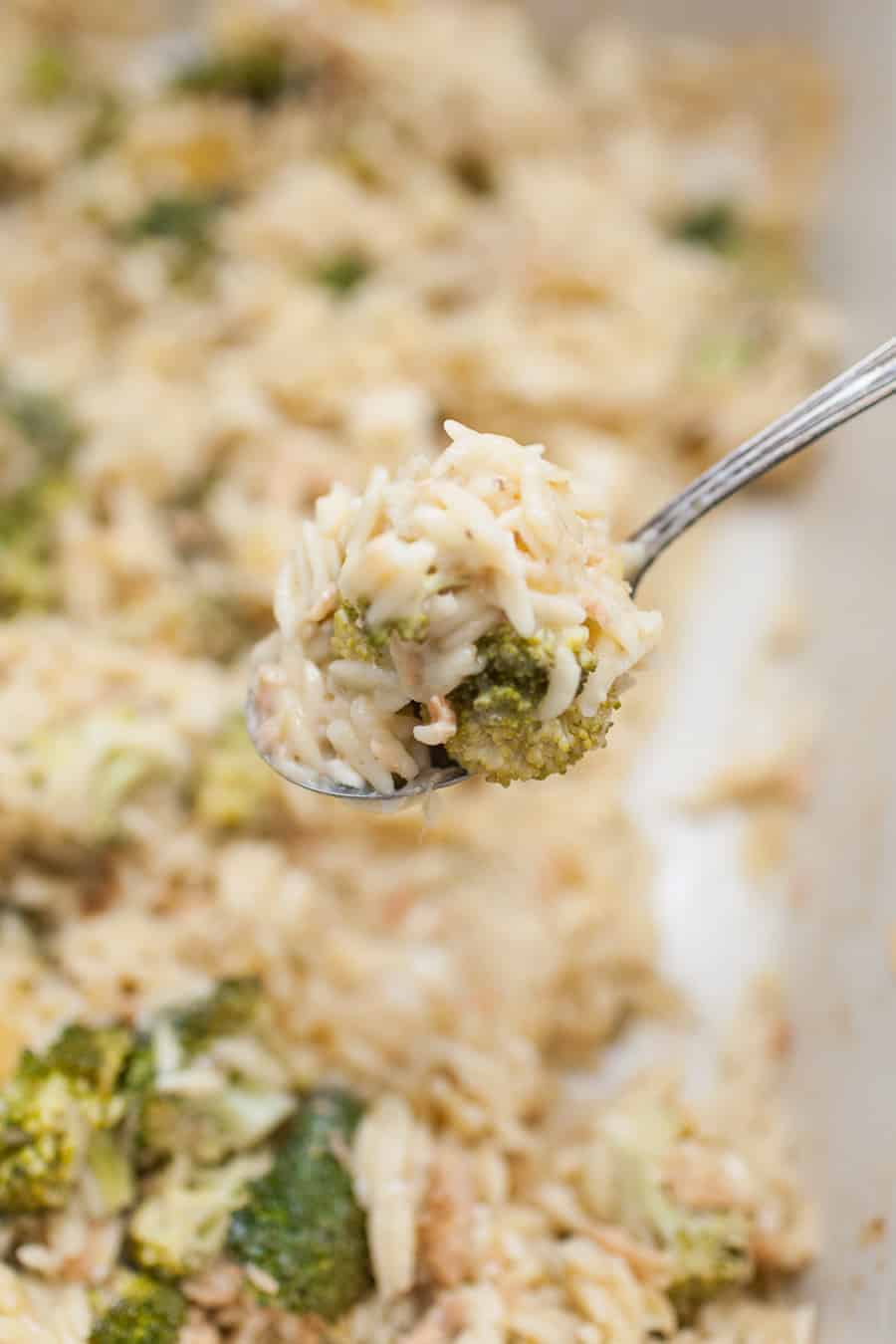  This quick Chicken Broccoli Orzo Casserole is the perfect weeknight dinner solution that you can throw together in a hurry. It has everything you need in it: orzo pasta, broccoli, feta cheese and chicken. It's made with cream of celery soup, broth and spices to bring everything together in 30 minutes!