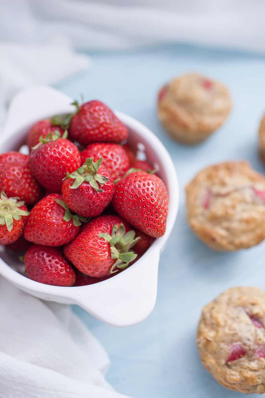 No Sugar Added Strawberry Chia Seed Muffins are such a fun treat to have on hand this week! They are so easy to make, no fancy ingredients required, even though they are sugar free! These no sugar added muffins get their sweetness from applesauce and strawberries, which are really the star of the show. Pack in some extra protein with chia seeds and these muffins are a true powerhouse.?