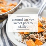 This recipe features a delicious sweet potato and ground turkey skillet.