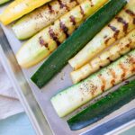 grilled zucchini and squash on a sheet pan