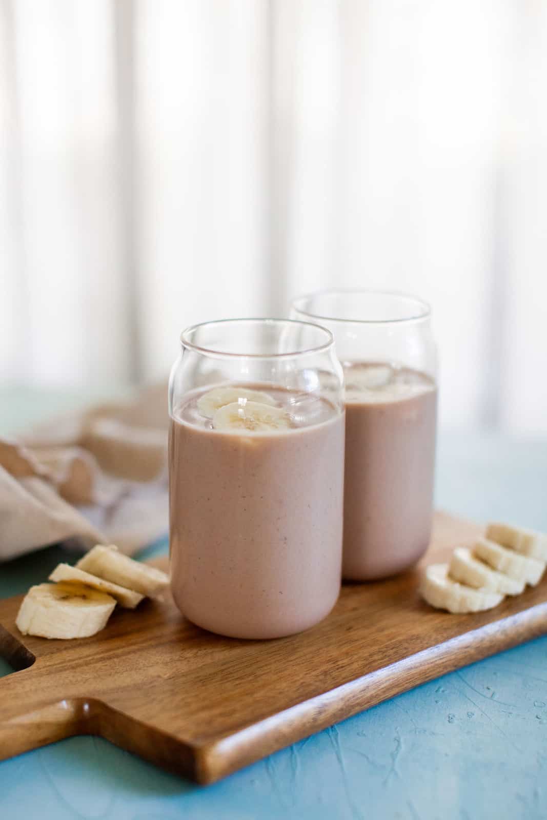 chocolate smoothies in glasses