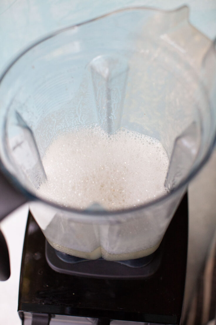 soapy water in a blender