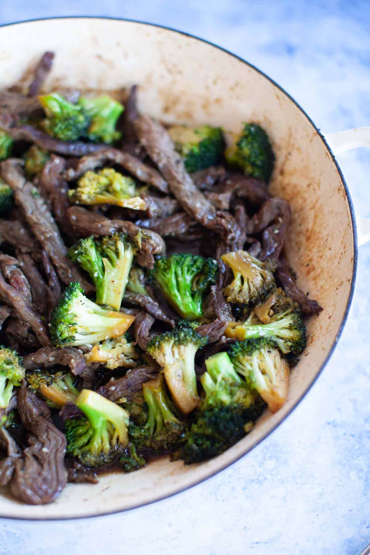 Beef and Broccoli Stir Fry in a Wok