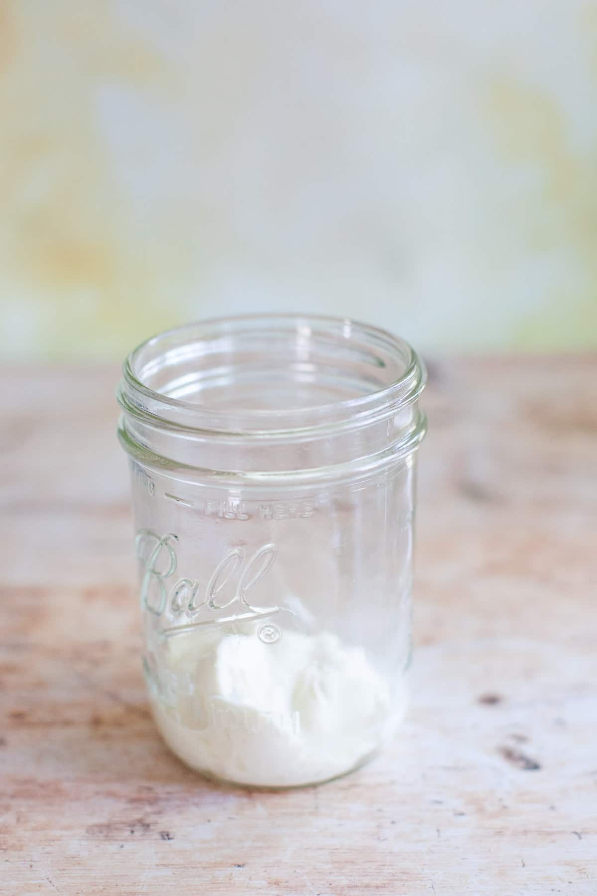 Mayo in a mason jar.