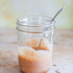 Burger sauce mixed in a mason jar.