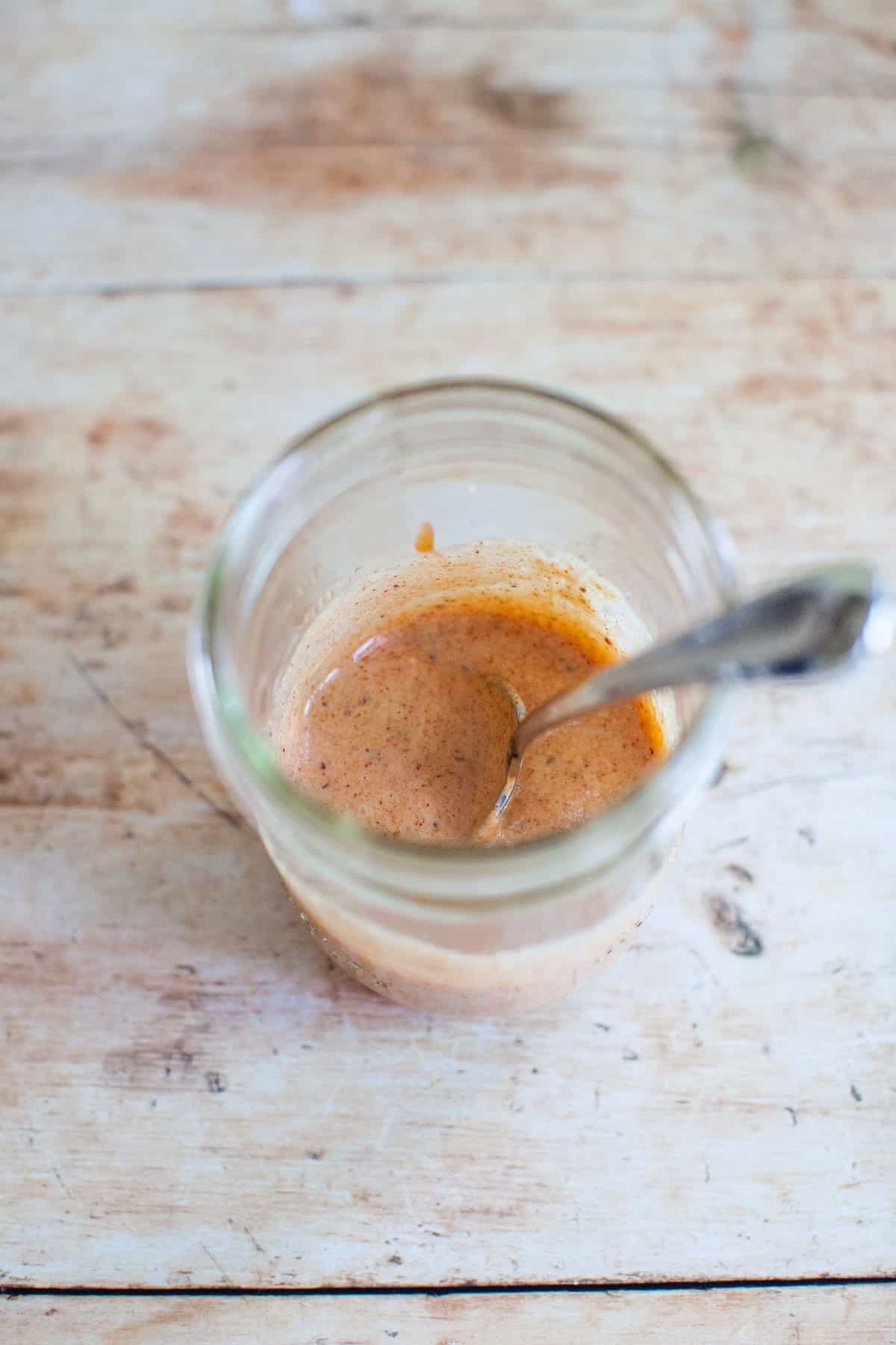 Burger sauce in a mason jar.