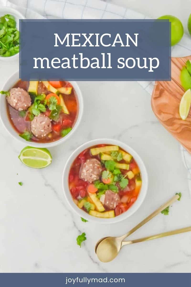Mexican meatballs in a pot of simmering soup