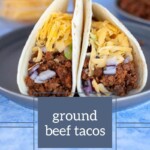 A delicious assortment of ground beef tacos artfully arranged on a plate.
