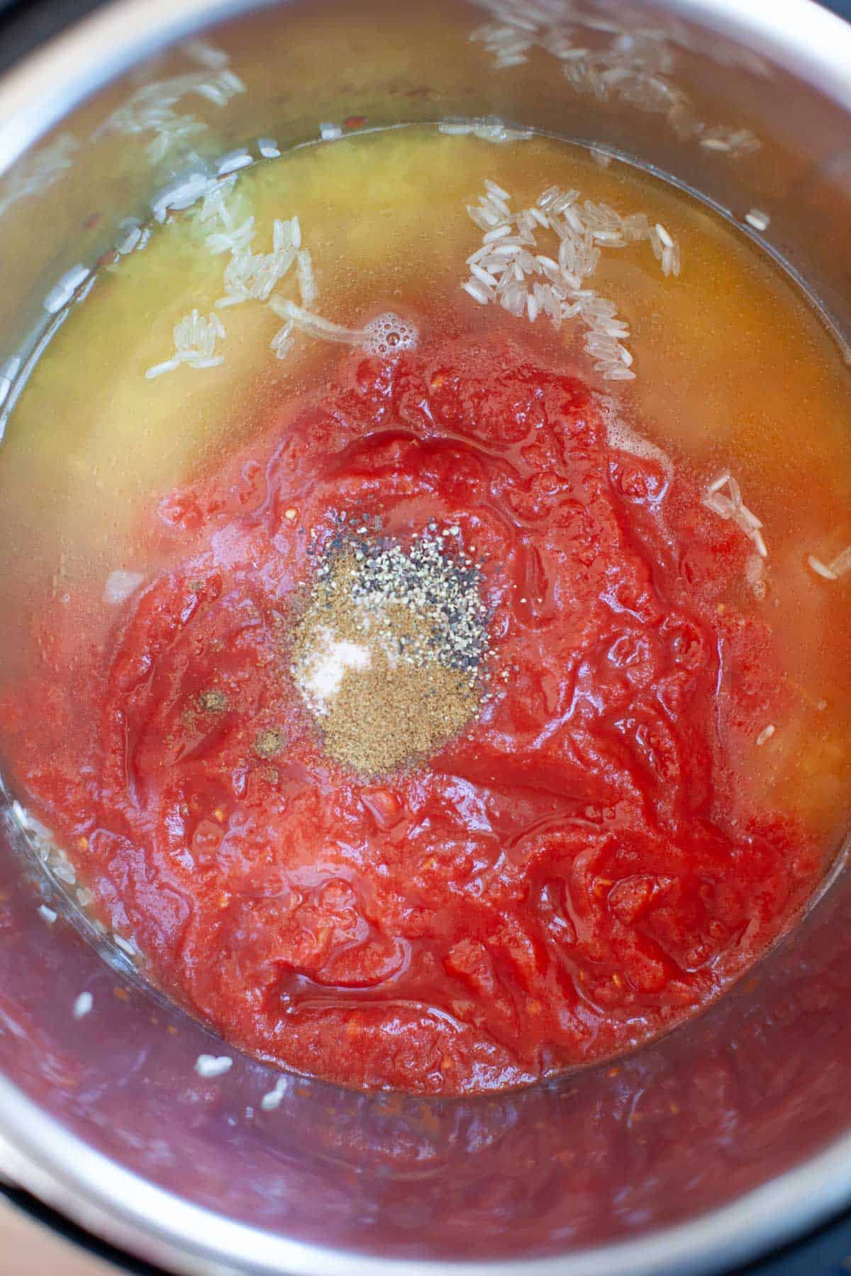 Ingredients for Instant Pot Mexican rice.